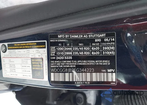 2015 Mercedes-Benz Glk 350 4Matic из США, поврежденный, VIN WDCGG8JB2FG344223